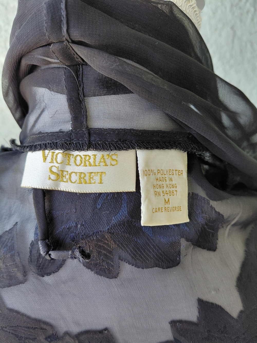 Victoria’s Secret Y2K Sheer Black Floral Kimono Robe Medium Lingerie Cover Up - Picture 7 of 10
